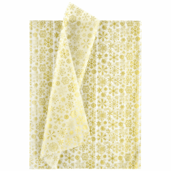 NEBURORA 60 Blatt Weihnachts Schneeflocken Seidenpapier, goldfarbenes Schneeflocken Geschenkpapier Seidenpapier für DIY Bastelarbeiten und Weihnachtsfeier Dekorationen