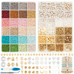 RUBY 3mm Perlen für Armbänder, 24 Bunte Morandi Glasperlen zum Auffädeln, Mini Perlenset Charm Kit mit Holzperlen, Perlen zum Auffädeln für Weihnachten DIY Bracelet Making Kit, Partys, Feiertage 3mm-Morandi