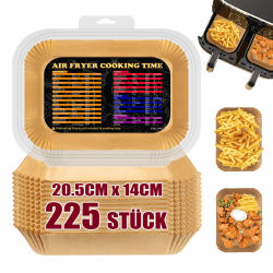 225 Stück Backpapier für Heißluftfritteuse Ninja Dual Zone, Airfryer Backpapier Rechteckig Antihaft Backpapier Kompatibel mit Ninja AF300EU, AF400EU, und Anderen Dual Zone Heißluftfritteuse 225 Stück-Rechteckig