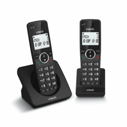 VTech ES2001 DECT Telefon Schnurlos 2 Mobilteile mit Anrufsperre, Lautstärkeregelung, Anrufer-ID/Anklopfen, 18 Stunden Gesprächszeit, Kurzwahl, hintergrundbeleuchtetes Display & Tastatur, ECO-Modus ES2001 2 Mobilteile telefon schnurlos