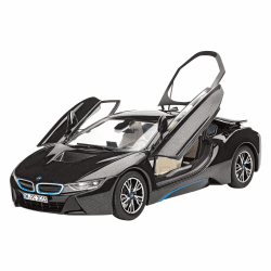 Revell Modellbausatz Auto 1:24 - BMW i8 im Maßstab 1:24, Level 4, originalgetreue Nachbildung mit vielen Details, , Model Set mit Basiszubehör, 67008, 10 Jahre to 99 Jahre, Schwarz Mit Kleber, Farbe und Pinsel