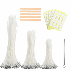 Ronoza® 100 Stück Kerzendocht, Kerzendochte für Kerzen, Dochte für Kerzen, DIY Kerzen Selber Machen Set, Kerzen Docht, Candle Wick Set mit 5 Dochthalter Aus Holz, Kerzendochte (10/15/20cm) 100 Stück Kerzendocht(‏10/15/20 cm)