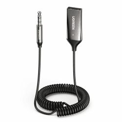 UGREEN Aux Bluetooth Adapter Auto Bluetooth 5.3 Empfänger Klinke für Freisprechanruf und Wireless Musik kompatibel mit Auto mit Aux und USB Anschluss, Lautsprecher, Verstärker (Grau-Standard) Grau Standard