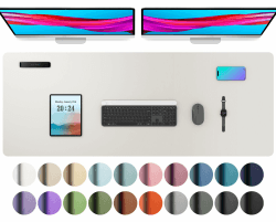Aothia Schreibtischunterlage,PU-Leder-Schreibtischmatte,Mauspad,Rutschfester Schreibtischschutz,wasserdichter Schreibtisch-Schreibblock für Büro und Zuhause(122x43cm,Off-White) 43 x 122 cm Off-White