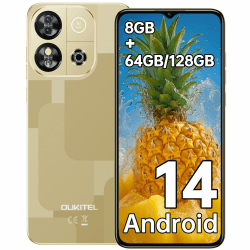 OUKITEL C57S Android 14 Smartphone Ohne Vertrag 4G - 8GB+64GB/128GB Handy Günstig, Octa Core, 6,52 Zoll HD+, 4300mAh Handy Ohne Vertrag, 4G Dreifache SLM Simlockfreie Handys 2 Jahre Garantie - Gold