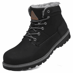 Mishansha Winterschuhe Herren Stiefel Warm Gefüttert Winterstiefel Damen Wasserdicht Outdoor Schneestiefel GR.36-48 Tiefschwarz 48 EU