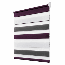 Deswell Doppelrollo Klemmfix ohne Bohren Weiß-Grau-Lila B90 x H120 cm (Stoffbreite 86cm) Rollos für Fenster ohne Bohren für Fenster mit Lichtdurchlässig & Verdunkelnd/Höhe Stufenlos Verstellbar B90 x H120 cm Weiß-grau-lila