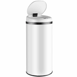 Monzana® Sensor Mülleimer 50L Smarter Abfalleimer inkl. Ladekabel Edelstahl Berührungslos LED Anzeige Wasserdicht Küche Restabfall Recycling Mülltonne 50L Weiß