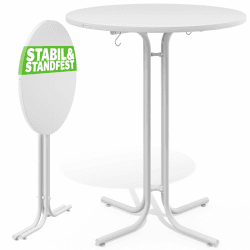 Casaria® Stehtisch Ø 80 cm Klappbar Rund Stabil Garten Hoch Holz pulverbeschichtet Metall Hochtisch Bistrotisch Partytisch Bartisch Biertisch Weiß Weiß Ø 80 cm