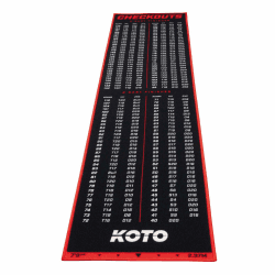 KOTO - Carpet Checkout 285x80cm Dartmatte, Schutz Bodens und Dartpfeile, Mit Score-Indikation + Oche Rot 237x60cm