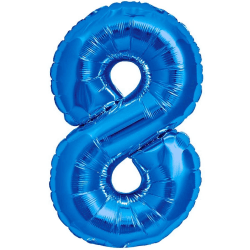 Luftballon 8. Geburtstag Zahl 8 Blau XXL Riesen Folienballon 100cm Geburtstagsdeko Jungen Ballon Zahl Deko zum Geburtstag. Fliegt mit Helium.