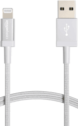 Amazon Basics – Verbindungskabel Lightning auf USB-A, Nylon-umflochten, MFi-zertifiziertes Ladekabel für iPhone, Silber, 1.8 m Silber 1.8 m 1 Stück