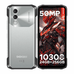 DOOGEE Blade10 Power Outdoor Handy Ohne Vertrag Android 14-10300mAh, 24GB+256GB/TF 2TB Outdoor Smartphone Wasserdicht, 50MP AI Kamera, 6.6 Zoll baustellenhandy, Drei Kartenfächer/ IP68/NFC/GPS/Face ID Silber