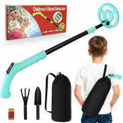 Metalldetektor Kinder, iTayga Verstellbarer Kinder-Metalldetektor (24"-35"), hochpräziser, professioneller, wasserdichter, Faltbarer Metalldetektor mit Spule, sehr leicht (nur 0,88 Pfund), Blau