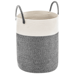 YOUDENOVA Wäschekorb Geflochten Wäschesammler Spielzeug Aufbewahrung Aufbewahrungskorb mit Griff Handarbeit Aus Baumwolle Y Dunkel Grau Y Dunkel Grau 38cm(D)x50cm(H)