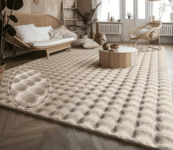 Paco Home Teppich Wohnzimmer Schlafzimmer Hochflor Skandinavisches Geometrisches Design Rautenmuster 3D Effekt Moderne Deko, Grösse:160x220 cm, Farbe:Creme 3 160x220 cm Creme 3