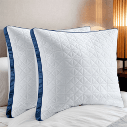 Slybear Kissen Kopfkissen 80x80 cm 2er Set,2X orthopädisches Seitenschläferkissen Nackenkissen mit Premium Mikrofaser Füllung, atmungsaktives Sitzkissen Sofakissen Schlafkissen weich & stützend Marineblau 80 x 80 cm 2 Stück