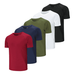 Cimic 3, 5 or 7er Pack Sport Tshirts Herren Funktionsshirt Schnelltrocknend Atmungsaktive Trainingsshirt Fitness Laufshirt Kurzarm XL 1510 Schwarz White Green Navy Red