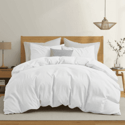 Dreamzie Bettwäsche 155x220 Baumwolle - Weiß - Bettbezug 155x220 und 2X Kissenbezug 80x80 cm - Oeko-Tex Zertifiziert - Bettwäsche-Sets 3teilig 155x220cm + 2 x Kissenbezuge 80x80cm Weiß