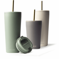 MAMEIDO Thermobecher mit Strohhalm 700ml & 470ml - Trinkbecher mit Deckel und Strohhalm aus Edelstahl doppelwandig isoliert, auslaufsicher - Coffee to go Becher (Desert Sage, 0,7l) 700 ml Desert Sage