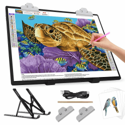 Wiederaufladbarer A3-Lichtkasten mit Ständer/Clips, LED-Lichtpad mit 3000-mAh-Akku, 3 Farben dimmbar und 6-stufiger Dimm-Leuchttisch für Diamantmalerei, Zeichnen, Skizzieren, Tätowieren, Vinyl-Jäten A3(Wiederaufladbarer)