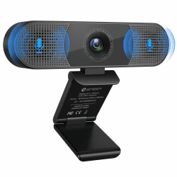 EMEET Webcam mit Mikrofon - C980PRO Webcam mit Mikrofon und Lautsprecher, Webcam 1080P mit Objektivabdeckung, 90 ° Sichtfeld, Autofokus, Plug & Play, Webcam Ideal für PC, Skype, Konferenz Black