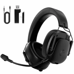 Gvyugke Gaming Headset Wireless, Type-C/A/Bluetooth 5.3 PS5 Headset für PC, PS5, Switch, Mac, Wireless Headset mit Mikrofon Kabellos Schwarz