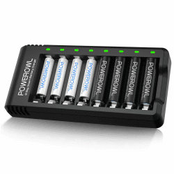 Powerowl Batterieladegerät für AA/AAA Akkus inkl. 4X AA 2800 mAh+ 4X AAA 1000mAh Akkus mit Akkuladegerät Micro-USB Anschluss Ladegerät+4 AA+4 AAA
