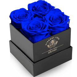 Impouo Rosenbox,Infinity Rosen,Konservierte Rose, Ewige Rose,Geburtstagsgeschenke FüR Frauen, Geschenke FüR Mutter/Freundin/Ehefrau/Oma, Geburtstag, Valentinstag,Ewige Blume,Blaue Rosen Blau 4 Rose