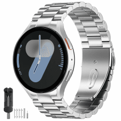 SUNDAREE Keine Lücke Armband Kompatibel mit Samsung Galaxy Watch 7 44MM 40MM/Watch 6 Classic 47MM/Watch 5 Pro,Herren Damen Edelstahl Metall Uhrband für Watch 7/FE/6/5/4 46MM 43MM 42MM 45MM,Silber Watch7 Silber Galaxy Watch7