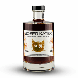 Böser Kater Sweet Coffee Gin, Kräftiger Kaffee-Geschmack, Für spannende Gin Tonic Cocktails oder auf Eis, Die perfekte Geschenkidee, Handgemacht mit kleiner Auflage, 0,5l 37,5% Vol Sweet Coffee Gin 0,5l Flasche