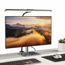 CSL - Monitor Lampe dimmbar - USB LED Tischlampe Screenbar Lichtleiste Schreibtischlampe – stufenlos dimmbare Helligkeit – 3 Farbtemperaturen kalt warm neutral – Tisch-Halteklammer – schwenkbarer Hals Typ 2
