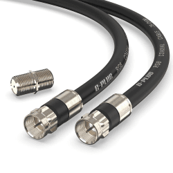 G-PLUG Antennenkabel 15m - TV Kabel – Verlängerung für Sat Kabel F Stecker Koaxialkabel geeignet für TV, HDTV, Radio, DVB-T, DVB-C, DVB-S, DVB-S2 / Full HD –Doppelgummi und RG6 Pressverbinder 15m Schwarz
