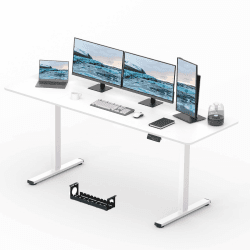 SANODESK Elektrischer Höhenverstellbarer Schreibtisch einfach mit Tischplatte, Memory Funktion und Haken, Schreibtisch Höhenverstellbar Elektrisch für Heimbüro, Homeoffice und Hause(200 x 80cm, weiß) 200 x 80 cm Weiß