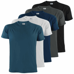 ALPIDEX Herren T-Shirts 5er Set Rundhals einfarbig S M L XL XXL 3XL 4XL 5XL XXL Water