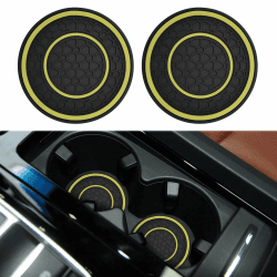 deemars 2PCS Sie Will Untersetzer, Untersetzer Für Die Untersetzer, Die Abdrücke der Tassen, EIN Platz aus PVC im Vorbeifahrglas, Zubehör Für Die Meisten Automobile (Gelb)