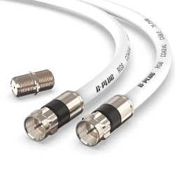 G-PLUG 2 m Koaxialkabel für TV RG6 mit Anschlüssen – Digital-TV-Antenne, Hochgeschwindigkeits-Internetkabel, Verlängerungskabel – doppelte O-Ringdichtung aus Gummi, wasserdicht und 2m Weiß