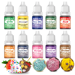 FettlöSliche Lebensmittelfarbe - ERCorArt 10 Farben Hochkonzentriert Lebensmittelfarbe ÖLbasis für Schokolade, Kakaobutter, Foudant, Schokoladenkuchen, Zuckerguss, Eiscreme etc, 6 ml/Stück 6 ml (10er Pack)