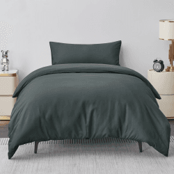 Aisbo Bettwäsche 155x220 2teilig Grau - Bettbezug 155x220cm 2tlg mit 40x80 Kissenbezug, Bettwäsche Set Mikrofaser mit Reißverschluss, weich und bügelfrei 155x220cm+40x80cm Grau