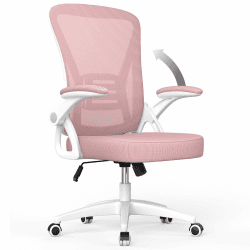 naspaluro Bürostuhl mit Verstellbaren Armlehnen, Ergonomischer Schreibtischstuhl mit Netzbespannung, Lordosenstütze, Höhenverstellbarer, Gepolstertem Sitzkissen, 360° Drehstuhl, Rosa Rosa Ohne Kopfstütze