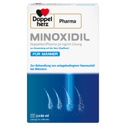 Minoxidil DoppelherzPharma 50mg/ml (5%) Lösung zur Anwendung auf der Haut (Kopfhaut) – Arzneimittel zur Behandlung von anlagebedingtem Haarausfall bei Männern (3x 60ml)