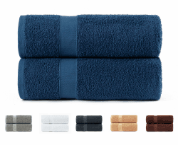 Todocama 2 große Badetücher, 100% Baumwolle, 550 g/m², extra weich, sehr saugfähig und schnell trocknend, Maße 100 x 150 cm, Marineblau 100x150 cm Marineblau
