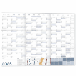XXL Wandkalender 2025 Jahresplaner DIN A1+ 89x63 cm Wandplaner 2025 GEFALZT, Querformat Poster gefaltet Jahreskalender 25, Plakatkalender 16 Mon.: Nov 23 - Feb 25