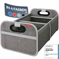 HELDENWERK Auto Kofferraumtasche faltbar - verstärkt & stabil - Kofferraum-Organizer Einkaufstasche zur praktischen Aufbewahrung - Antirutsch Auto Faltbox, Kofferraumbox (Grau)