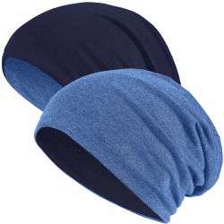 Hatstar 2in1 Reversible Damen Beanie | Damen und Herren Mütze | Baumwoll Wintermütze | weich & Warm Einheitsgröße 2 in 1 navy / jeans
