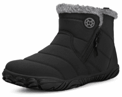 Eagsouni Barfußschuhe Gefüttert Herren Winterschuhe Warm Damen Winterstiefel Schneestiefel Winter 45 EU Schwarz