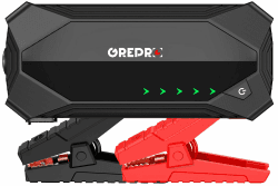 GREPRO Starthilfe Powerbank (bis zu 10.0L Benzin,8.0L Diesel), Auto Starthilfe Powerbank für 12V Jump Starter, 3000A Tragbare Starthilfe mit USB Schnellladung 3.0 Ports,LED Taschenlampe Kompass