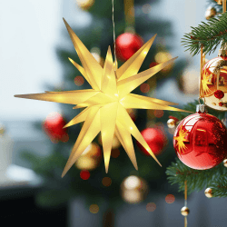 Auting LED Sterne weihnachtsdeko fenster, 40cm 50LEDS 3D Leuchtstern Weihnachtsdeko Innen, USB Warmweiß Weihnachtsstern für fenster,Weihnachten Deko, Balkon, Party, Hochzeit,Lichtervorhang B-LED Sterne weihnachtsdeko
