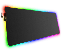 Hcman RGB Gaming Mauspad XXL - 800x300mm Mousepad mit Rutschfester Gummibasis, 7 LED Farben, 10 Beleuchtungs Modi Mouse Pad für Computer PC Professionelle Gamer(Schwarz) Weiche Mousepad Schwarz 800×300×4mm