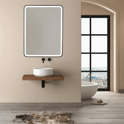 Paco Home Lampe Spiegel Badspiegel mit Beleuchtung Badezimmer Indirekte Beleuchtung Deko Bad IP44 Touch-Schalter, Lampenart: Rechteckig (60x80cm), Farbe:Typ 10 Typ 10 Rechteckig (60x80cm)
